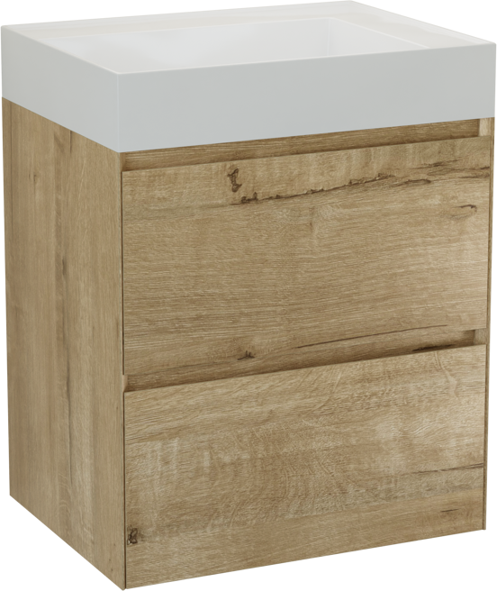 Balmani Mitra Compact meuble salle de bains suspendu 120 x 46 cm Noyer américain avec Argila vasque asymétrique gauche marbre composite blanc brillant