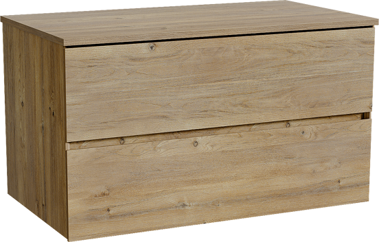 Storke Edge zwevend badkamermeubel 95 x 52 cm ruwe eik met Panton enkel tablet in melamine ruwe eik
