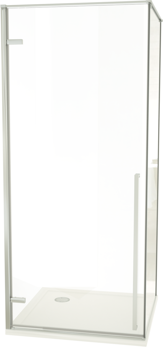 Luca Varess Stilus paroi d'angle avec porte pivotante gauche et paroi latérale fixe 90 x 90 cm verre transparent profil chrome brillant