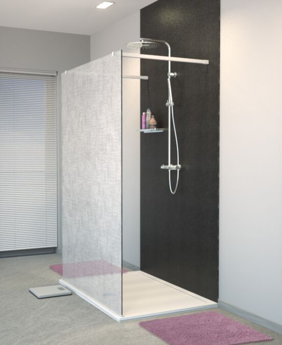 Balmani BMSS Walk-In-Dusche mit freistehender Wand 120 x 200 cm, Leinen weiß Glas, Profil chrom glänzend