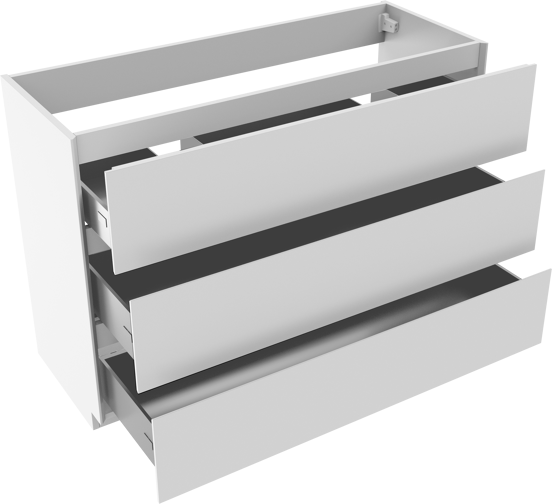 Storke Edge staande wastafelonderkast 120 x 46 cm glanzend wit 3 lades 2 sifonuitsparingen