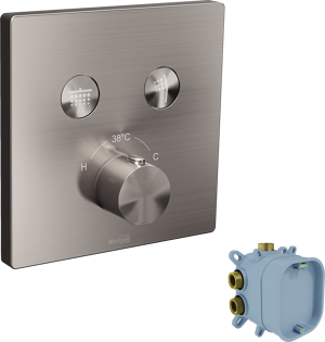 Blaufoss Smartbox Switch-Line Thermostat-Duscharmatur: Unterputz, für 2 Verbraucher, Brushed CoolMetal, Einbauelement inklusive