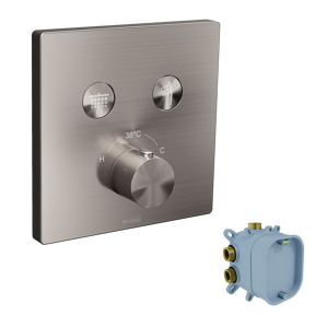 Blaufoss Smartbox Switch-Line Thermostat-Duscharmatur: Unterputz, für 2 Verbraucher, Brushed CoolMetal, Einbauelement inklusive