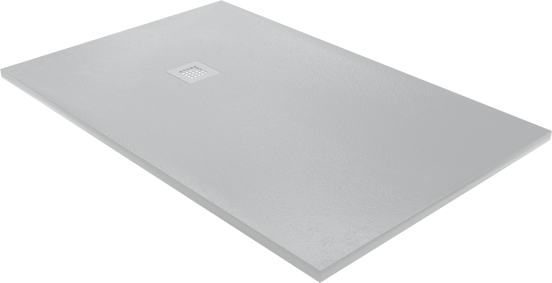 Balmani Vega douchebak 140 x 90 cm composietmarmer lichtgrijs leisteenstructuur