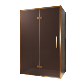 Balmani Senses Design douche d'angle avec porte pivotante à gauche et paroi latérale fixe, 120 x 90 cm, Bronze, Profil Brushed Rosegold