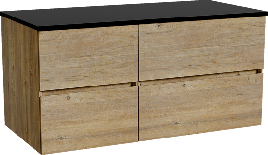 Storke Edge meuble salle de bains suspendu 110 x 52 cm chêne brut avec Panton tablette simple en mdf enduit de poudre noir mat