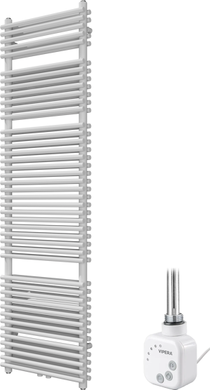 Vipera Alegria dubbele handdoekradiator 50 x 180 cm elektrische verwarming glanzend wit zij- en middenaansluiting 1200W, weerstand inbegrepen