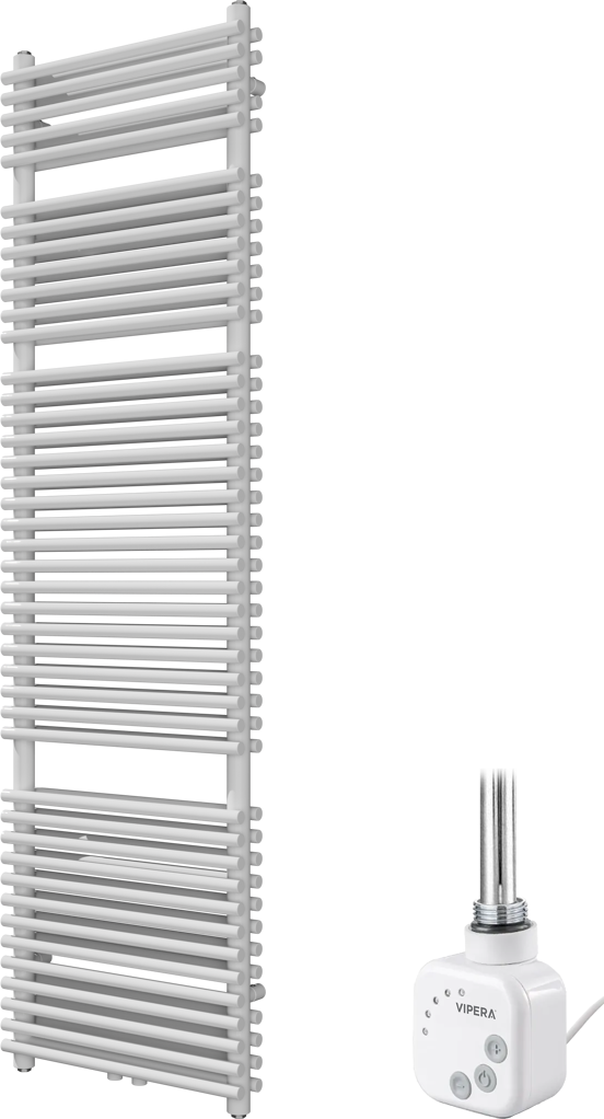 Vipera Alegria dubbele handdoekradiator 50 x 180 cm elektrische verwarming hoogglans wit zij- en middenaansluiting 1200W, weerstand inbegrepen