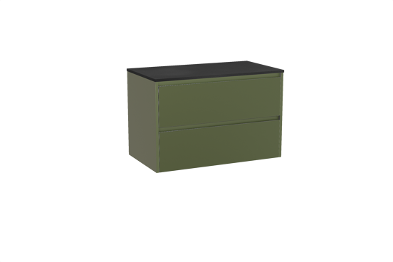 Storke Seda hängendes Möbelstück Set: 95 x 52 cm, OlivgrÃ¼n, mit Panton Einzel Waschtischplatte, Pulverbeschichtetes MDF Schwarz matt