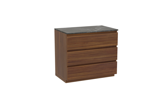 Balmani Lucida meuble salle de bains à poser 90 x 55 cm noyer américain avec Stretto tablette simple en marbre pietra grey