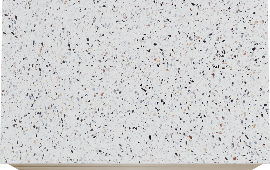 Balmani Mitra hängendes Möbelstück Set: 90 x 55 cm, Rohe Eiche, mit Stretto Einzel Waschtischplatte, Terrazzo in Weiß/Schwarz matt