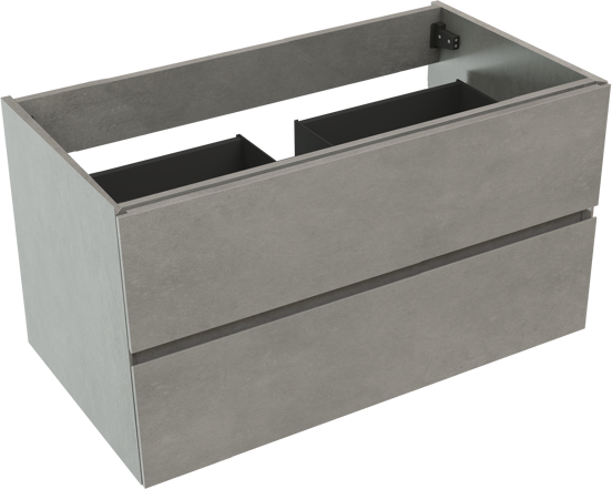 Storke Edge zwevende wastafelonderkast 95 x 52 cm beton donkergrijs 2 lades