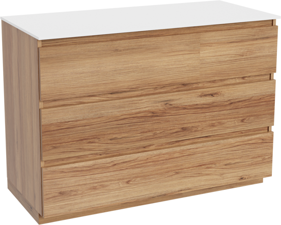 Balmani Lucida meuble salle de bains à poser 120 x 55 cm teck avec Stretto tablette simple ou double en solid surface blanc mat