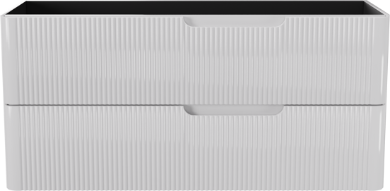 Linie Curvo hängender möbelstück Waschtischunterschränke 120 x 46 cm Weiβ glänzend 2 Schubladen, Vert. Sym. Rippe
