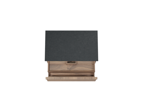 Balmani Forma meuble salle de bains suspendu 90 x 55 cm noyer américain avec Stretto tablette simple en granit noir, Nervure droite symétrique horizontale