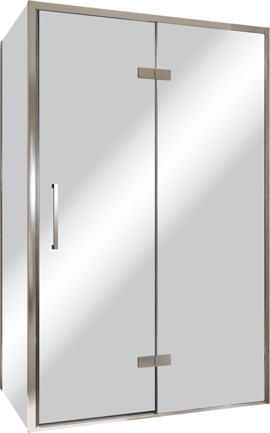 Balmani Senses Design douche en coin avec porte pivotante à droite et paroi latérale fixe, 120 x 80 cm, Miroir Reflex, Profil chrome, coating inclus