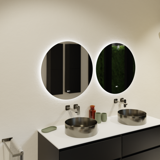 Balmani Giro Touch rond badkamerspiegel Ø 70 cm met spiegelverlichting en anti-damp