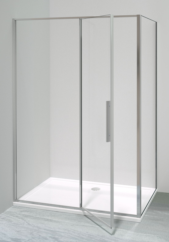 Luca Varess Morano douchehoek met draaideur en 2 vaste zijwanden 90 x 140 cm helder glas glanzend chroom profiel