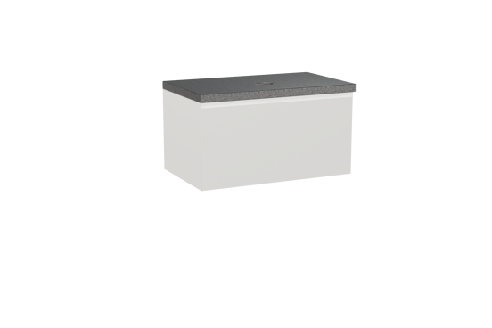 Balmani Idra meuble salle de bains suspendu 90 x 55 cm blanc mat avec Rock tablette simple en granit noir