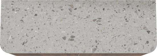 Balmani Moon meuble salle de bains suspendu 160 x 55 cm noyer américain avec Moon tablette simple ou double en terrazzo greige terrazzo