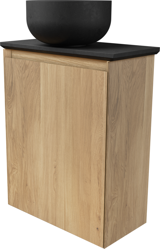 Balmani Mitra zwevend toiletmeubel 42 x 21 cm natuur eik met Facetta tablet en Bowl waskom in verzoete graniet