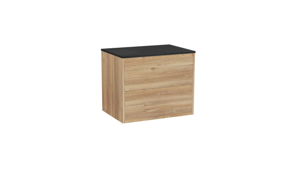 Storke Seda meuble salle de bains suspendu 75 x 52 cm chêne brut avec Panton tablette simple en mdf enduit de poudre noir mat
