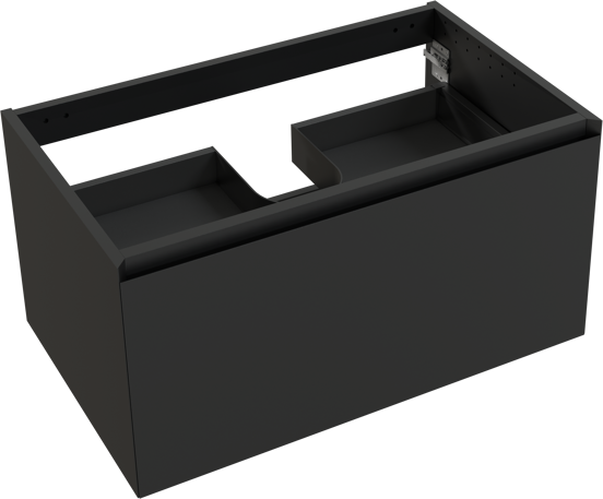 Balmani Idra hängender Waschbeckenunterschrank: 90 x 55 cm, Schwarz matt, 2 Schubladen