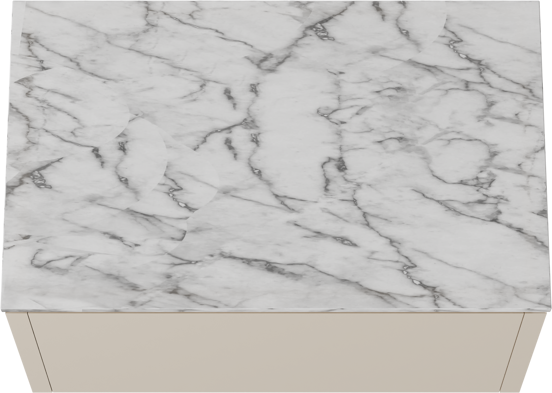 Balmani Eclips zwevend badkamermeubel 90 x 55 cm Sandbeige met Stretto enkel tablet in Carrara marmer