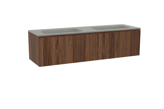 Balmani Idra hängendes Möbelstück Set: 180 x 55 cm, Nussbaum, mit Tablo Strada Doppelwaschtisch, Marmorkomposit Seidengrau