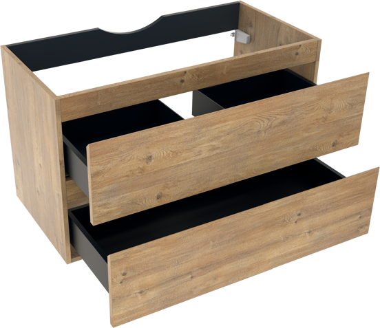 Linie Lado zwevende wastafelonderkast 90 x 46 cm naturel eiken 2 lades