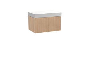 Balmani Fila zwevend badkamermeubel 90 x 55 cm natuur eik met Dominus enkel tablet in solid surface mat wit, Verticale symmetrische rechte ribbel