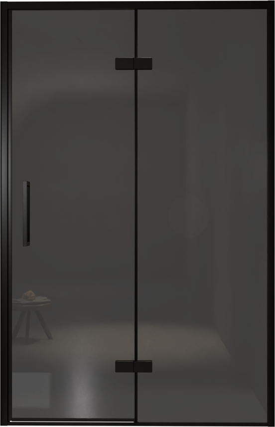 Balmani Senses Design douche draaideur rechts 140 cm x 210 cm Rookglas, Zwarte profielen, met coating