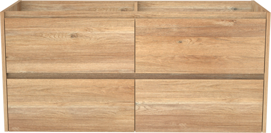 Storke Seda hängender Waschbeckenunterschrank: 130 x 52 cm, Eiche rustikal, 4 Schubladen