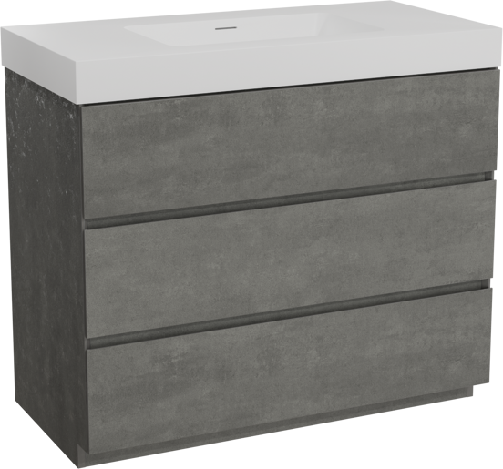Storke Edge meuble salle de bains à poser 105 x 52 cm béton gris foncé avec Mata High plan simple en solid surface blanc mat