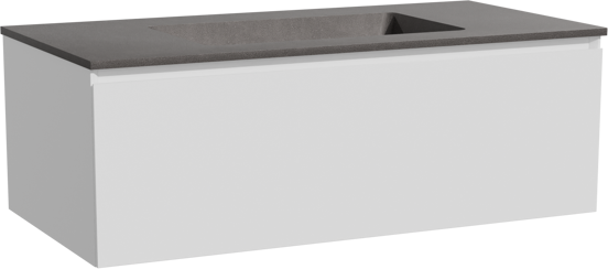 Storke Edge meuble salle de bains suspendu 105 x 52 cm blanc mat avec Scuro plan simple en quartz noir mat