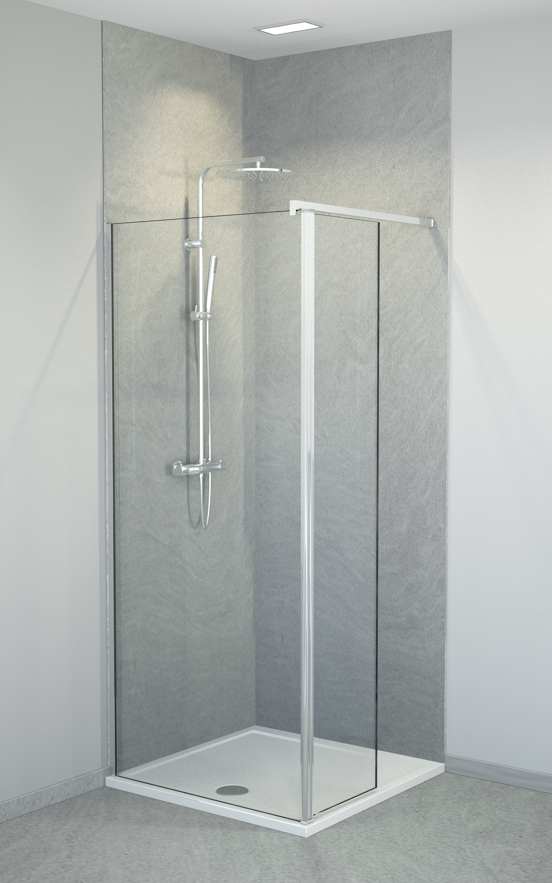 Balmani Move Walk-In Dusche: Bewegliche Seitenwand, 90 x 200 cm, Klarglas, Chromprofil