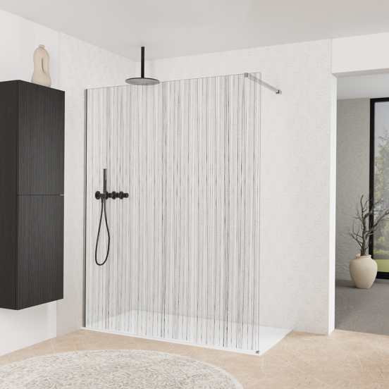 Balmani Modular Walk-In Dusche: 160 x 200 cm, Mikado, inklusive Coating, Profil Brushed Inox