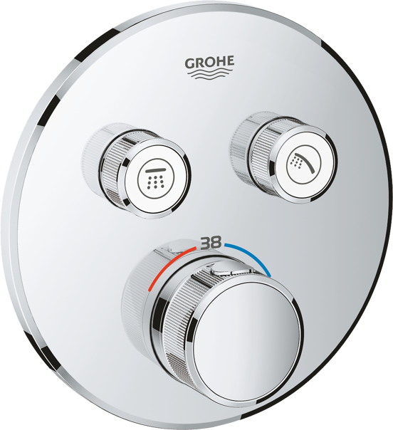Grohe Grohtherm SmartControl Thermostat-Duscharmatur: Unterputz, für 2 Verbraucher, Chrom glänzend