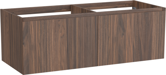 Balmani Idra hängender Waschbeckenunterschrank: 135 x 55 cm, Nussbaum, Furnierholz, 4 Schubladen