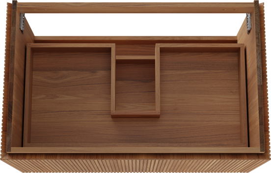Balmani Eclips meuble sous-lavabo suspendu 90 x 55 cm Teck 2 tiroirs Nervure sym. vert.