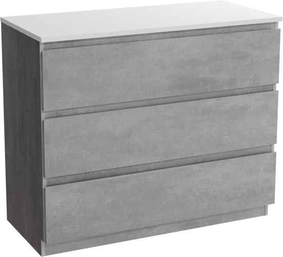 Linie Lado freistehendes Möbelstück Set: 100 x 46 cm, Beton dunkelgrau, mit Lado Einzel- oder Doppel Waschtischplatte, Marmorkomposit Weiß matt