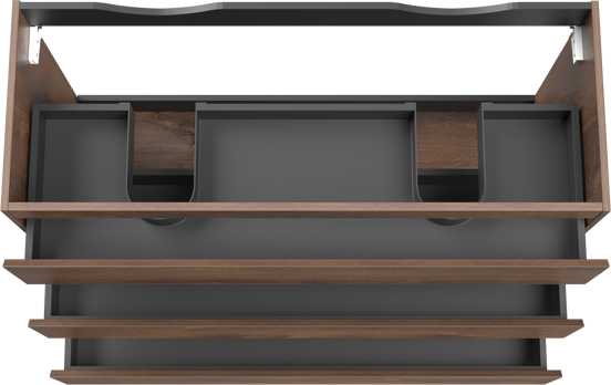 Linie Lado meuble sous-vasque a poser 120 x 46 cm chêne brun 3 tiroirs