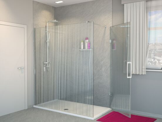 Balmani Modular inloopdouche met rechtse deur 160 x 200 cm mikado glas glanzend chroom profiel