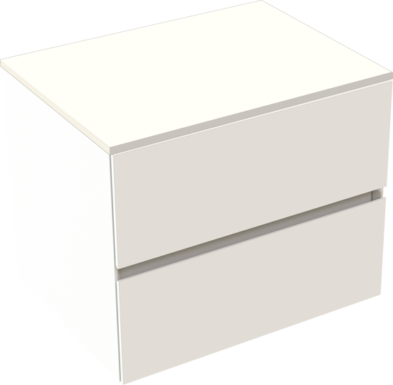 Storke Edge hängendes Möbelstück Set: 60 x 46 cm, Weiß matt, mit Tavola Einzel Waschtischplatte, Solid Surface Weiß matt