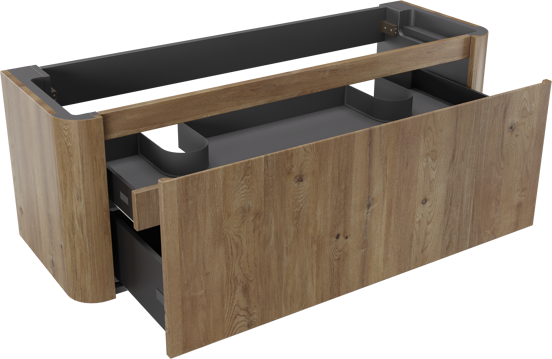 Storke Soft zwevende wastafelonderkast 140 x 46 cm Ruwe eiken 2 lades
