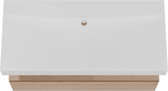 Balmani Mitra Elements meuble salle de bains suspendu 120 x 55 cm chêne naturel avec Modus lavabo simple pour 2 trous de robinet en solid surface blanc mat