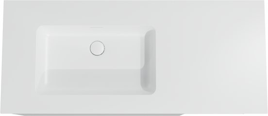 Storke Edge meuble salle de bains suspendu 120 x 52 cm blanc brillant avec Mata plan vasque asymétrique à gauche en solid surface blanc mat
