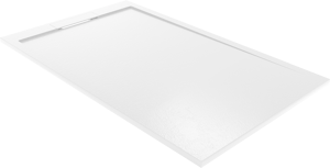 Balmani Indus douchebak 150 x 90 cm composietmarmer mat wit leisteenstructuur