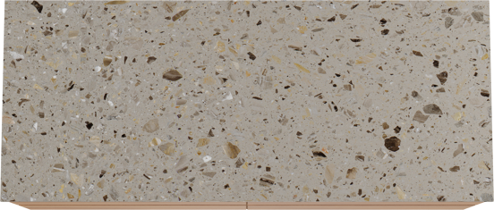 Balmani Mitra meuble salle de bains suspendu 135 x 55 cm teck avec Stretto tablette simple ou double en terrazzo greige terrazzo