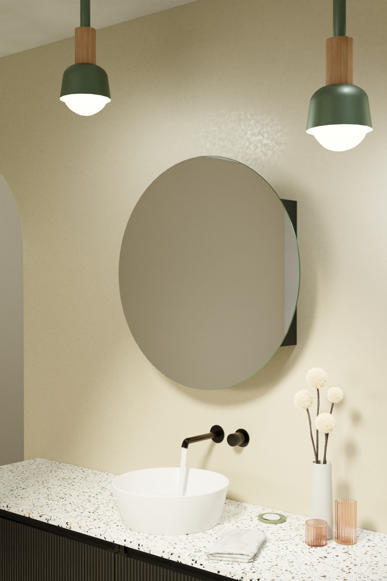 Storke rond spiegelkast 75 x 75 cm mat zwart